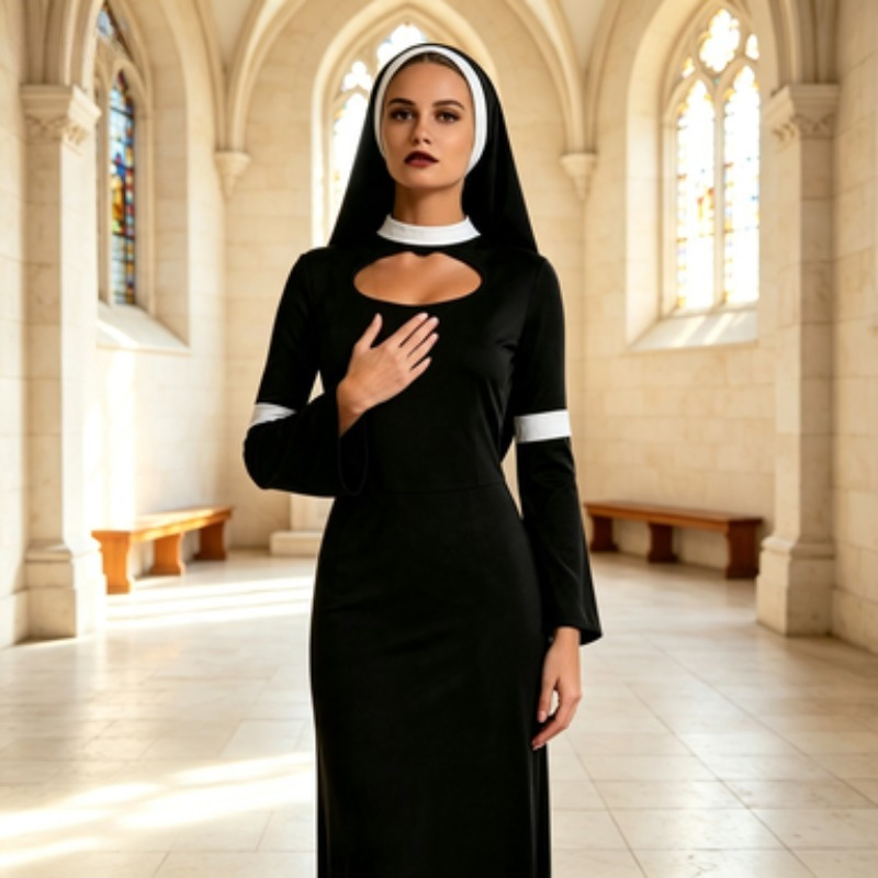 Party Games Crossplay - Halloween Dark Nun Female Priest Cosplay