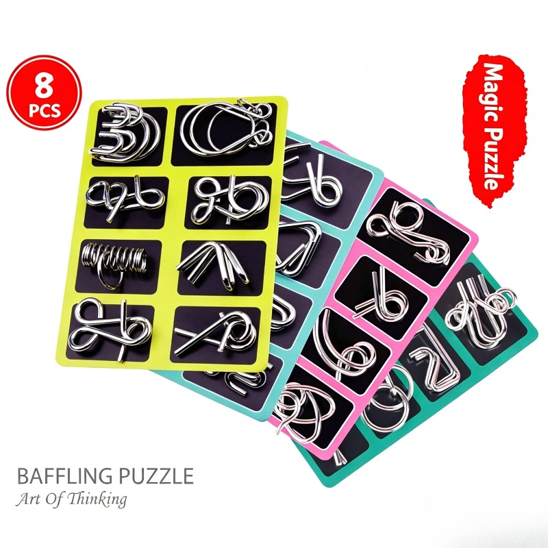 8 Pieces Metal Puzzle Set Clas - Party Games Kids And Adults 评论和价格