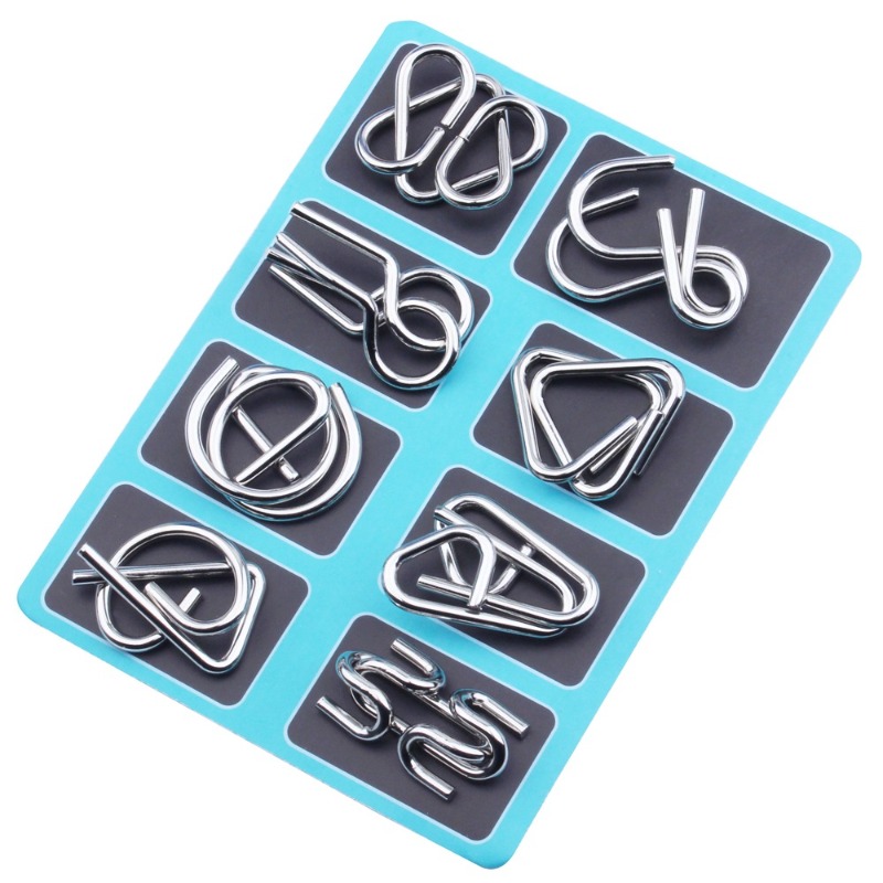 8 Pieces Metal Puzzle Set Clas - Party Games Kids And Adults 评论和价格