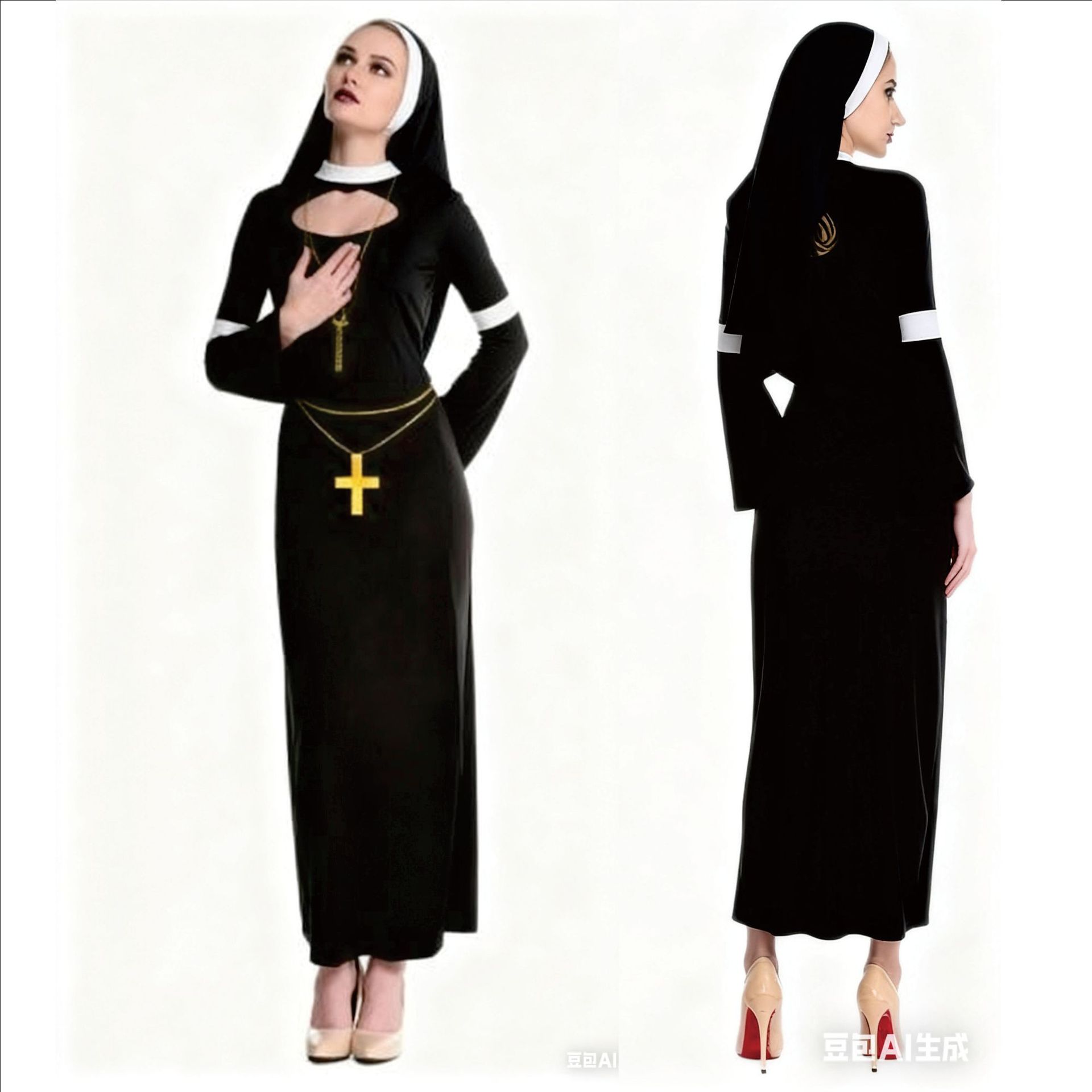 Halloween Dark Nun Female Prie - Party Games Crossplay 评论和价格