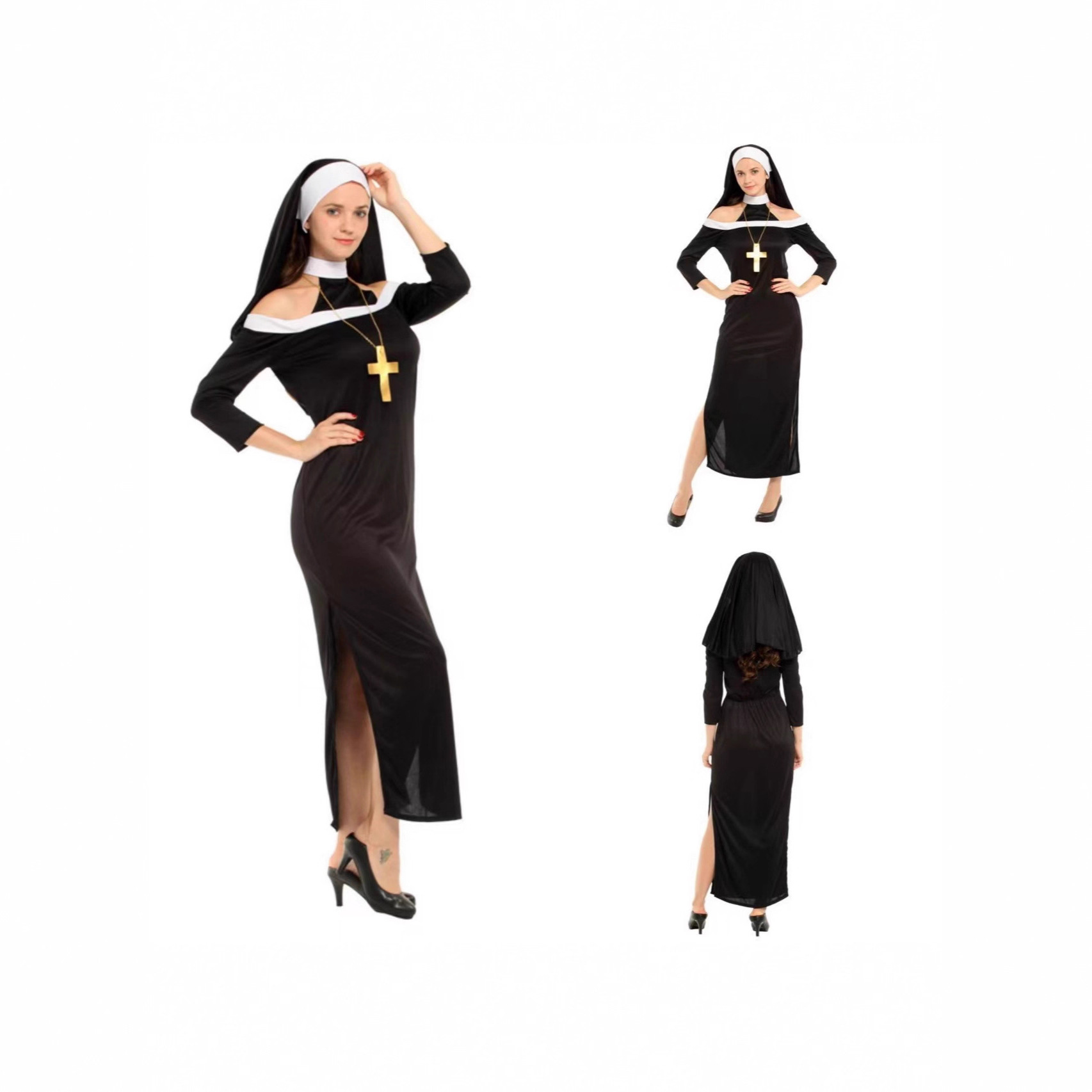 Halloween Dark Nun Female Prie - Party Games Crossplay 评论和价格